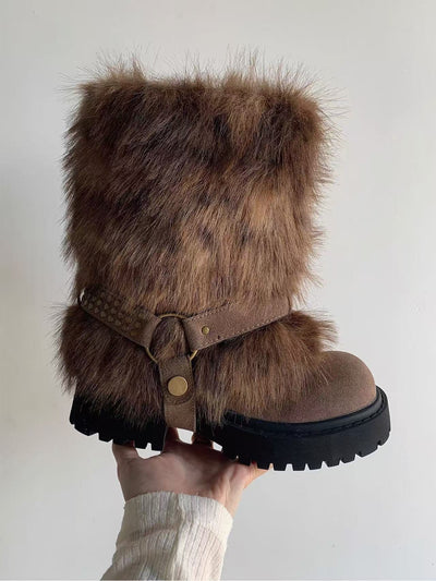 Winter Warm Furry Anti-slip Snow Boots For Women