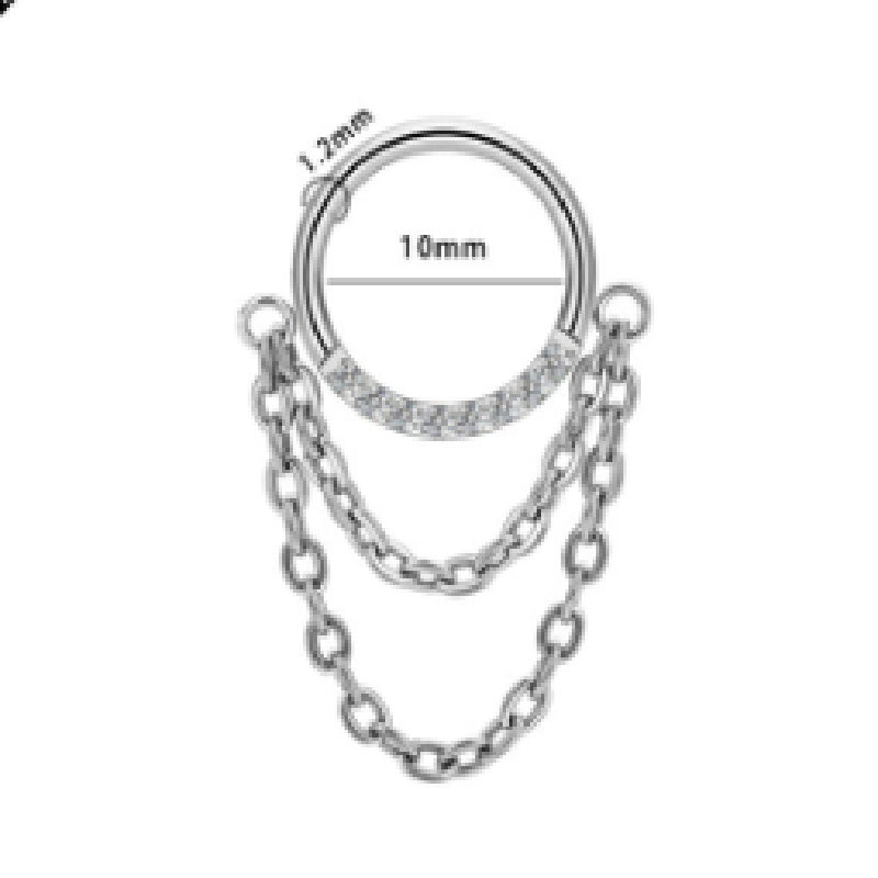 Chain Inlaid Zircon Piercing Nose Ring Earrings