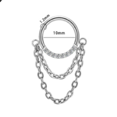 Chain Inlaid Zircon Piercing Nose Ring Earrings