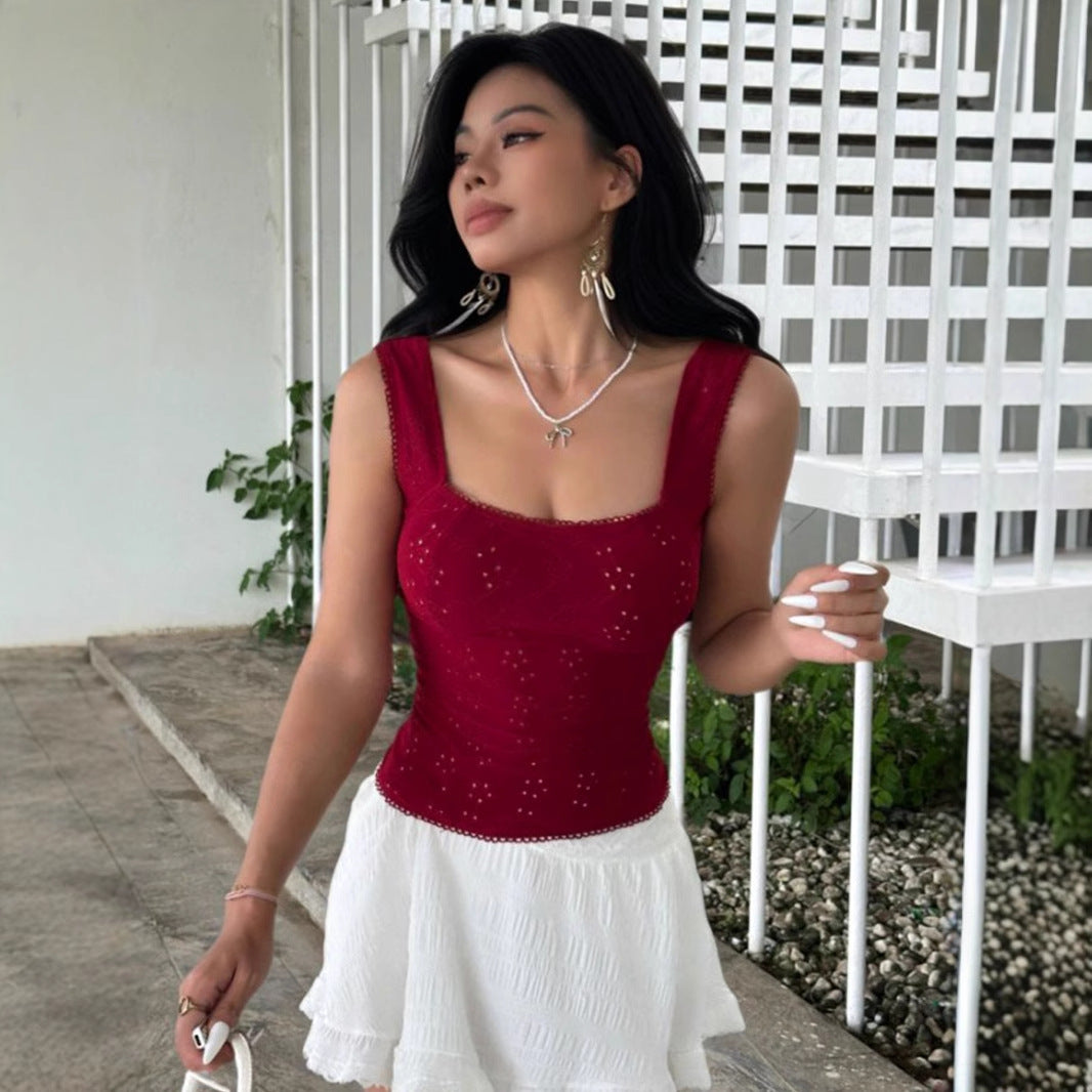 French Jacquard Fabric Slimming Vest Female Outer Wear Inner Wear