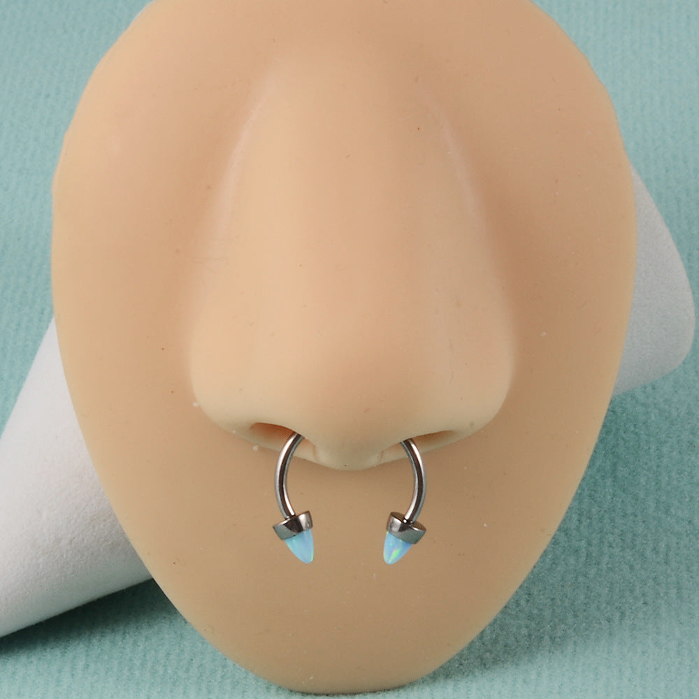 Opal Internal Thread Lip Ring Internal Thread Horseshoe Nose Ring