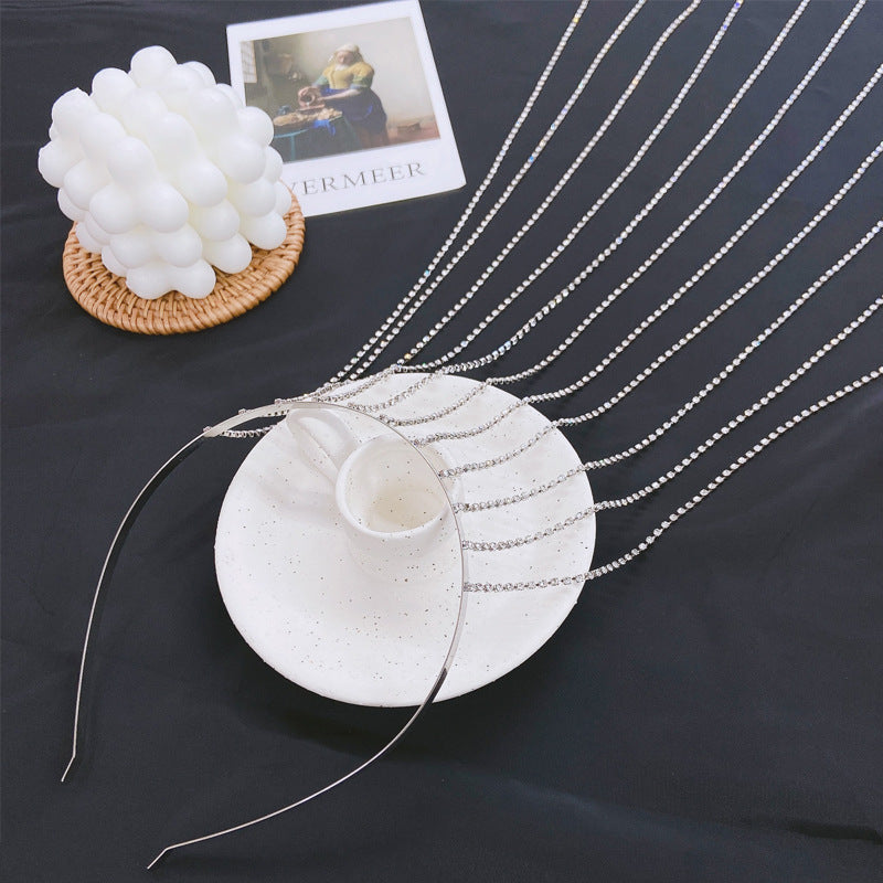 Fashion Tassel Headband Hair Hoop Rhinestone Jewelry for Women