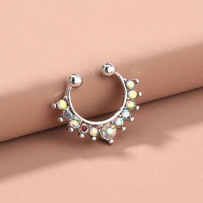 Multicolor Diamond-Studded Colored Diamond Nose Ring Pierced Nose Nail Jewelry Accessories
