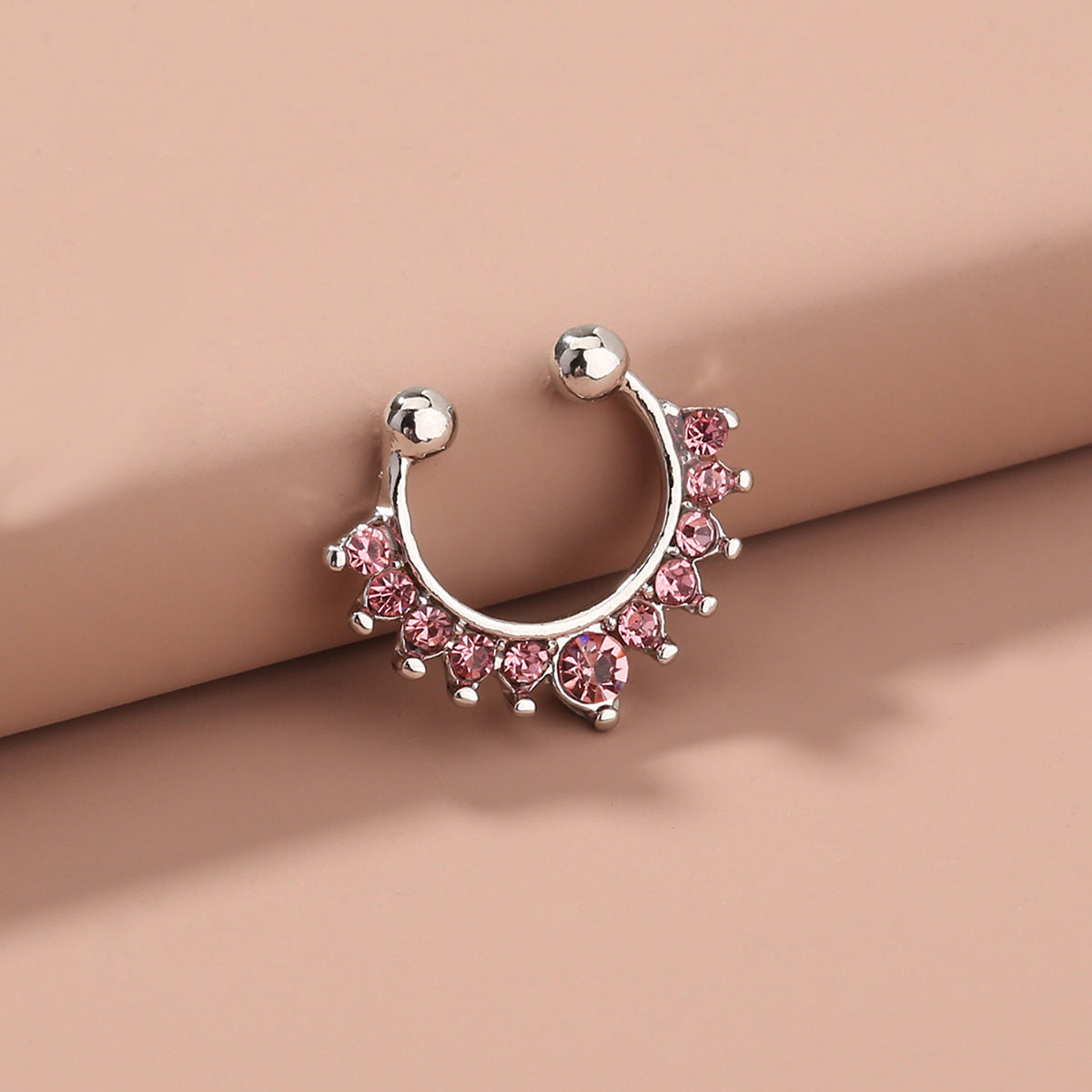 Multicolor Diamond-Studded Colored Diamond Nose Ring Pierced Nose Nail Jewelry Accessories