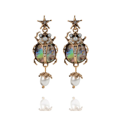 Insect beetle earrings with diamond earrings