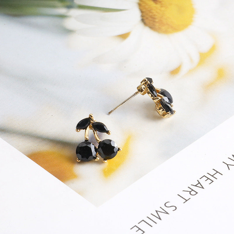 Cherry Earrings Cute Black Earrings Female
