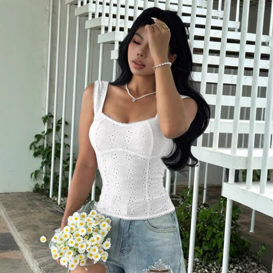 French Jacquard Fabric Slimming Vest Female Outer Wear Inner Wear