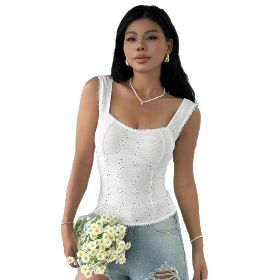 French Jacquard Fabric Slimming Vest Female Outer Wear Inner Wear