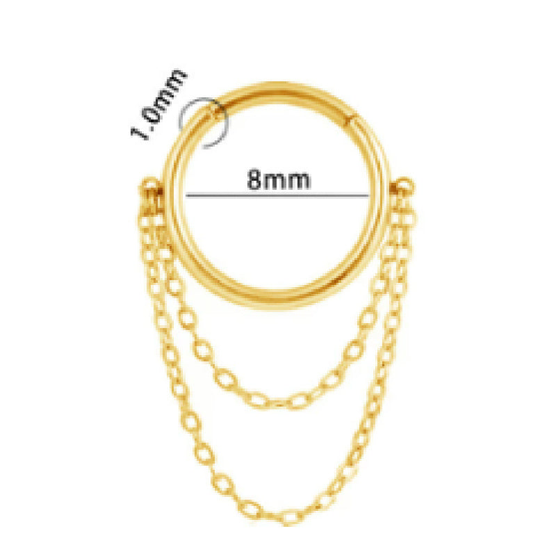 Chain Inlaid Zircon Piercing Nose Ring Earrings