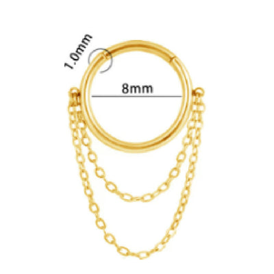 Chain Inlaid Zircon Piercing Nose Ring Earrings