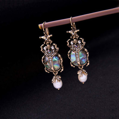 Insect beetle earrings with diamond earrings