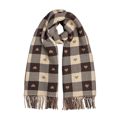 Cashmere-like Love Plaid Scarf Thickened Warm Shawl