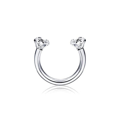 Round Zircon Horseshoe C Bar Nose Ring