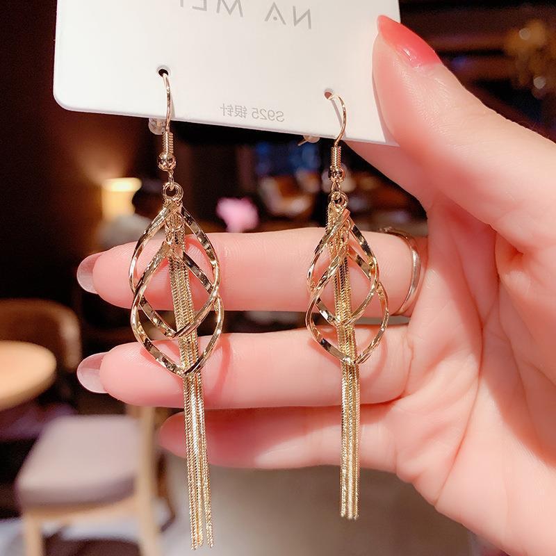 Twisted Diamond Layered Earrings Tassel Earrings