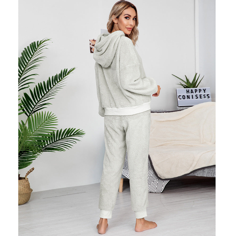 Double-sided Fleece Hooded Sweater Home Wear Casual Women's Fashion Suit Women