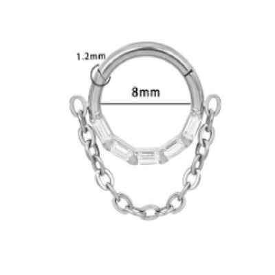 Chain Inlaid Zircon Piercing Nose Ring Earrings