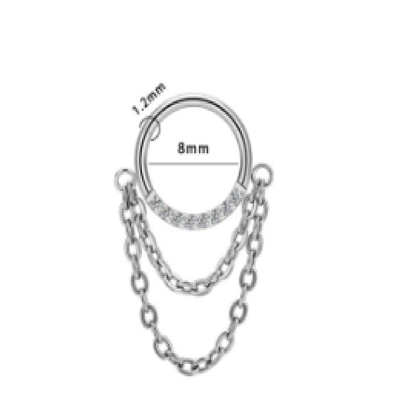 Chain Inlaid Zircon Piercing Nose Ring Earrings