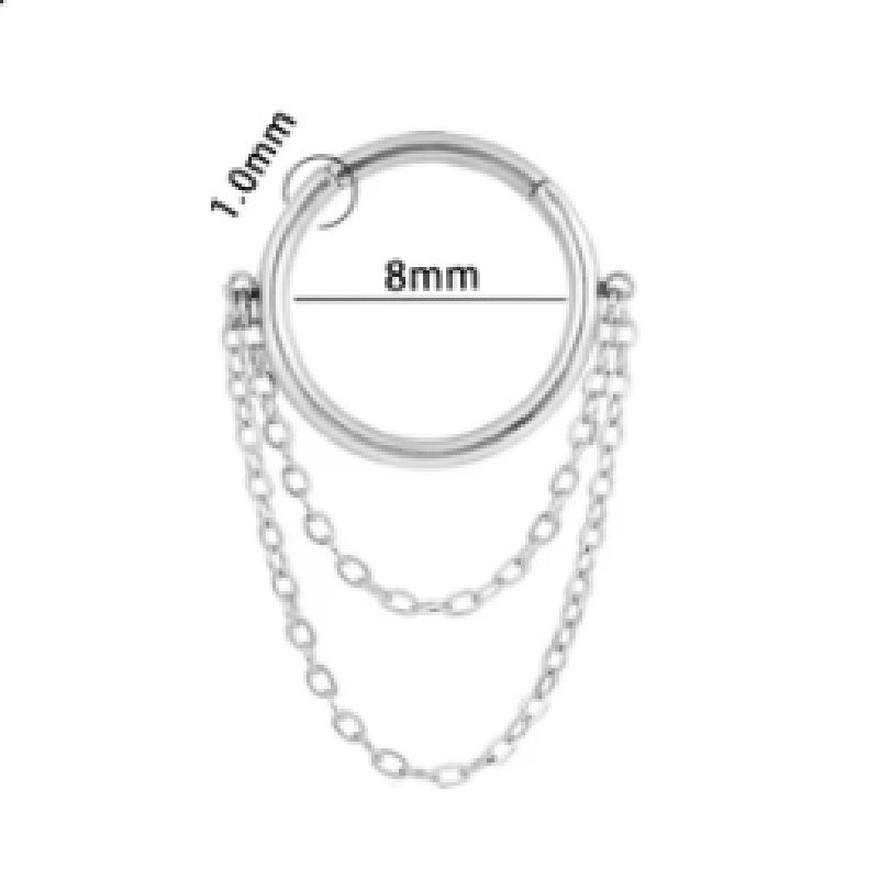 Chain Inlaid Zircon Piercing Nose Ring Earrings