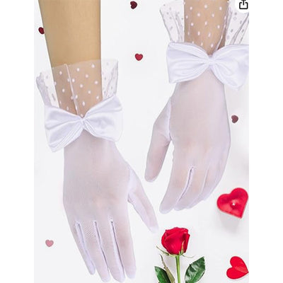 Vintage Mesh Gloves Bridal Wedding Bow Gloves