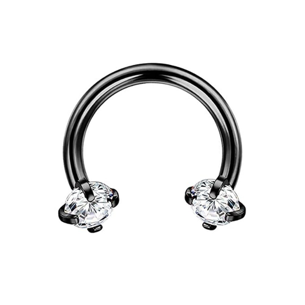 Round Zircon Horseshoe C Bar Nose Ring