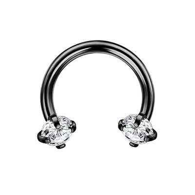 Round Zircon Horseshoe C Bar Nose Ring