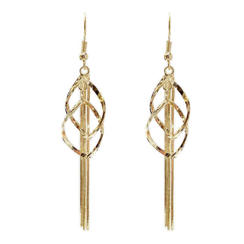 Twisted Diamond Layered Earrings Tassel Earrings