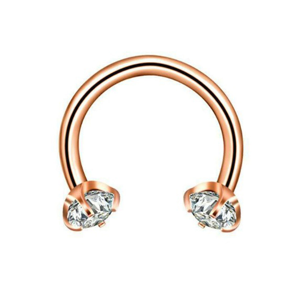 Round Zircon Horseshoe C Bar Nose Ring