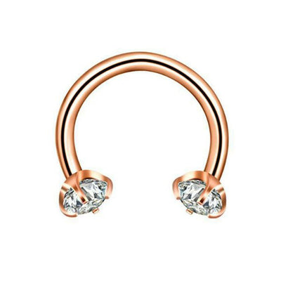 Round Zircon Horseshoe C Bar Nose Ring