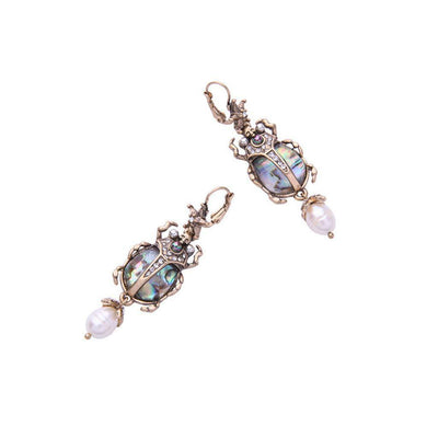 Insect beetle earrings with diamond earrings