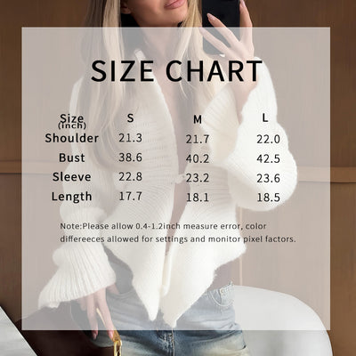 Elegant Irregular Hem Cardigan Sweater For Women Knitted Long Sleeve V Neck Trendy Open Front Sweaters