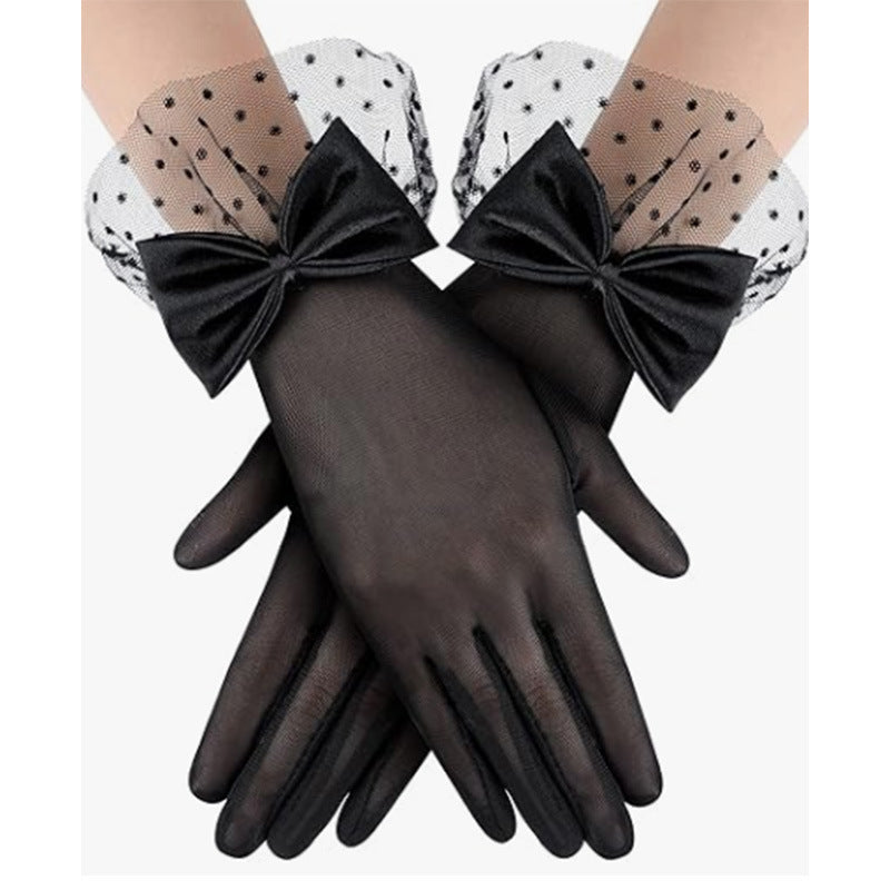 Vintage Mesh Gloves Bridal Wedding Bow Gloves