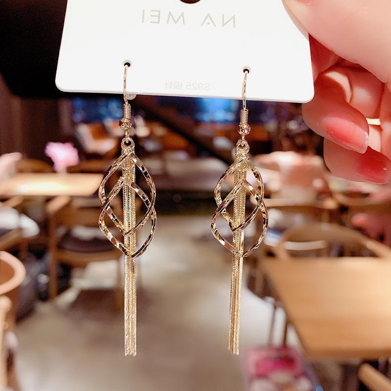 Twisted Diamond Layered Earrings Tassel Earrings