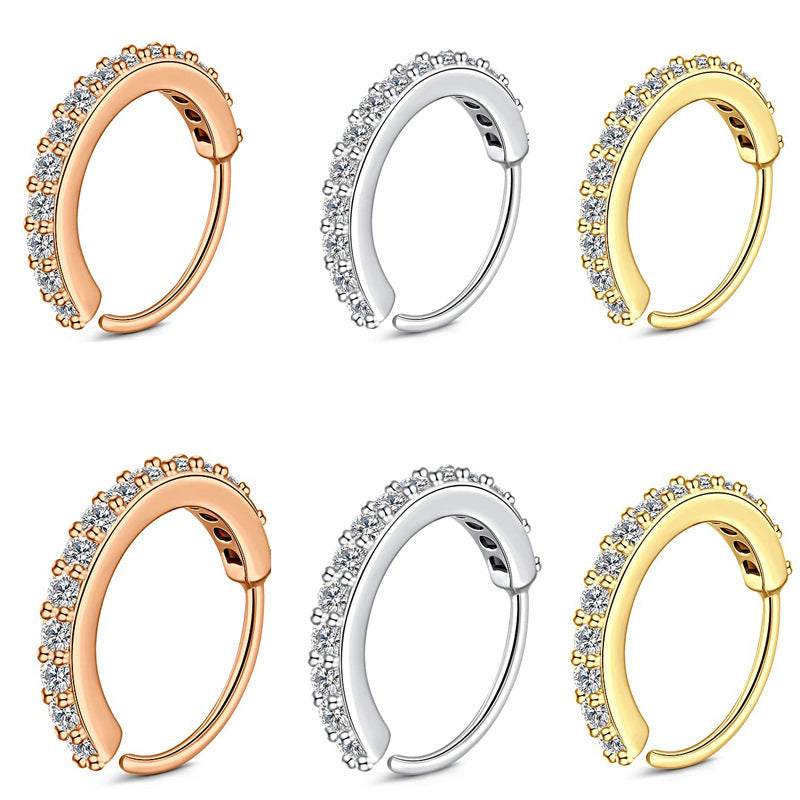 Fashion O-shaped Micro Diamond Ear Ring Single Row Nose Ring