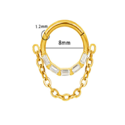 Chain Inlaid Zircon Piercing Nose Ring Earrings