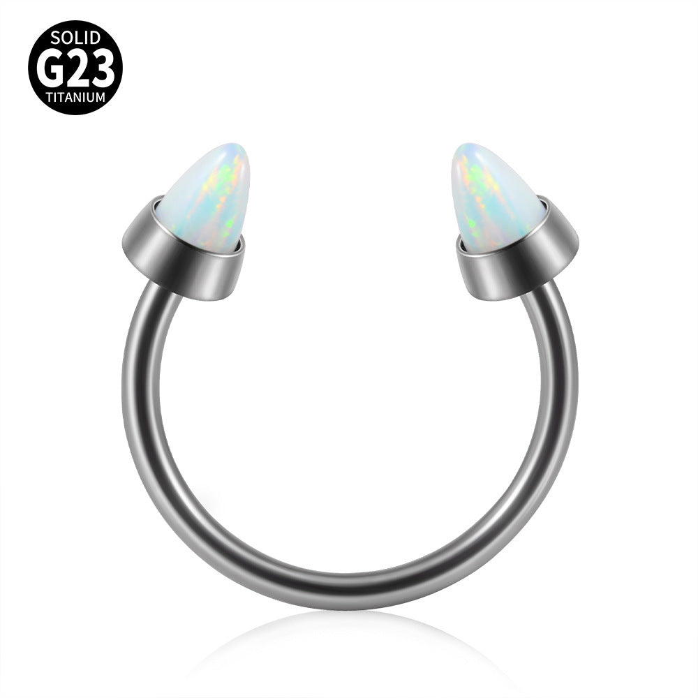 Opal Internal Thread Lip Ring Internal Thread Horseshoe Nose Ring