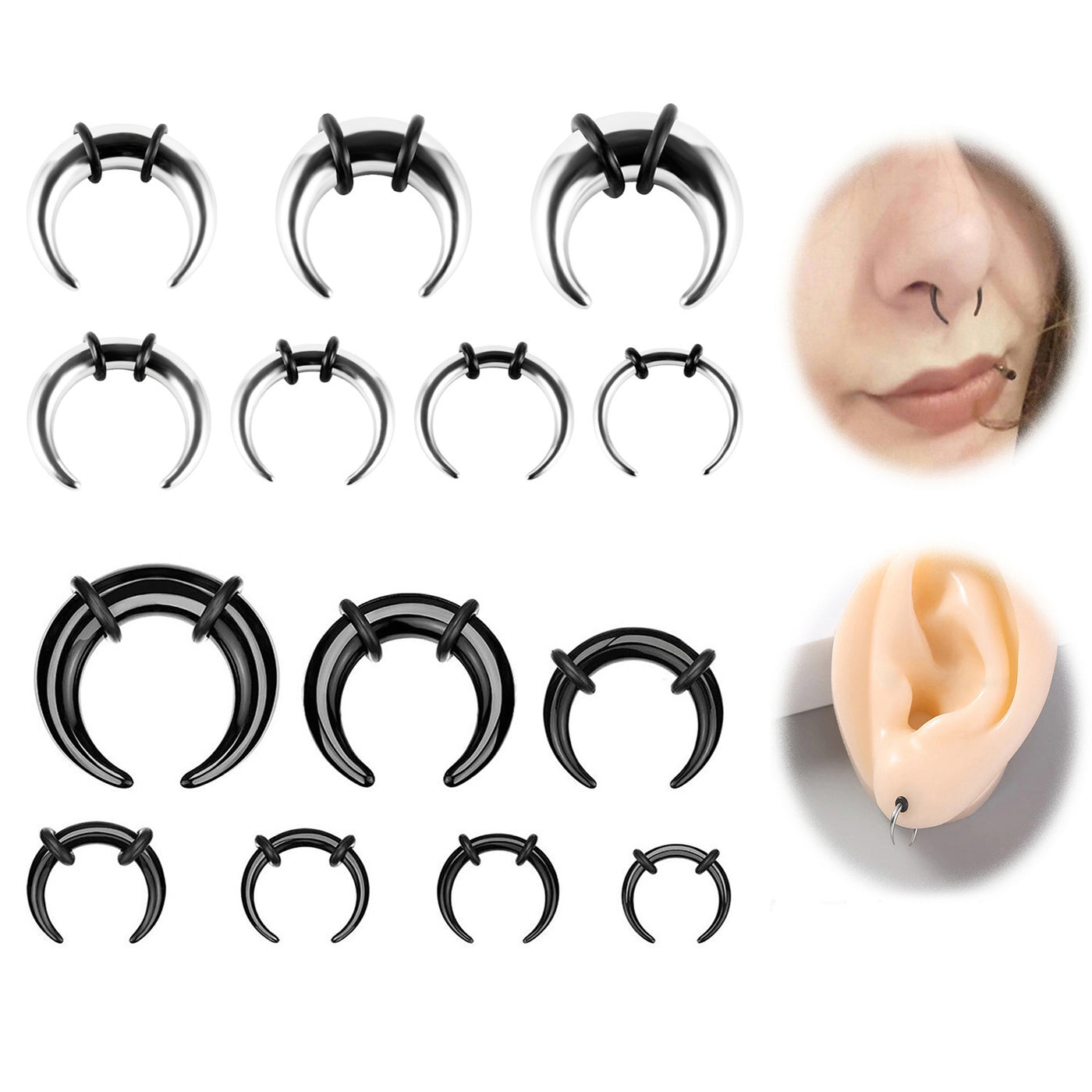 Nose Ring 316 Stainless Steel Nose Ring Nose Ring C- Shaped Buffalo Horn Nose Ring