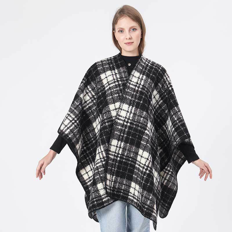Spring, Autumn And Winter Air Conditioning Blanket Warm Cloak Women's High-grade Classic Plaid Elegant Shawl