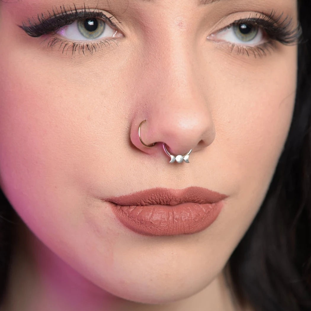 Ladies Bohemian Moon Separated By Nose Ring