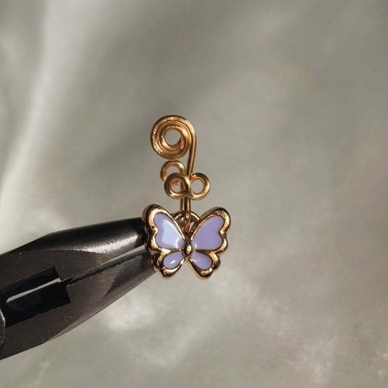 Handmade Gold-plated Copper Butterfly Nose Ring Nail Jewelry