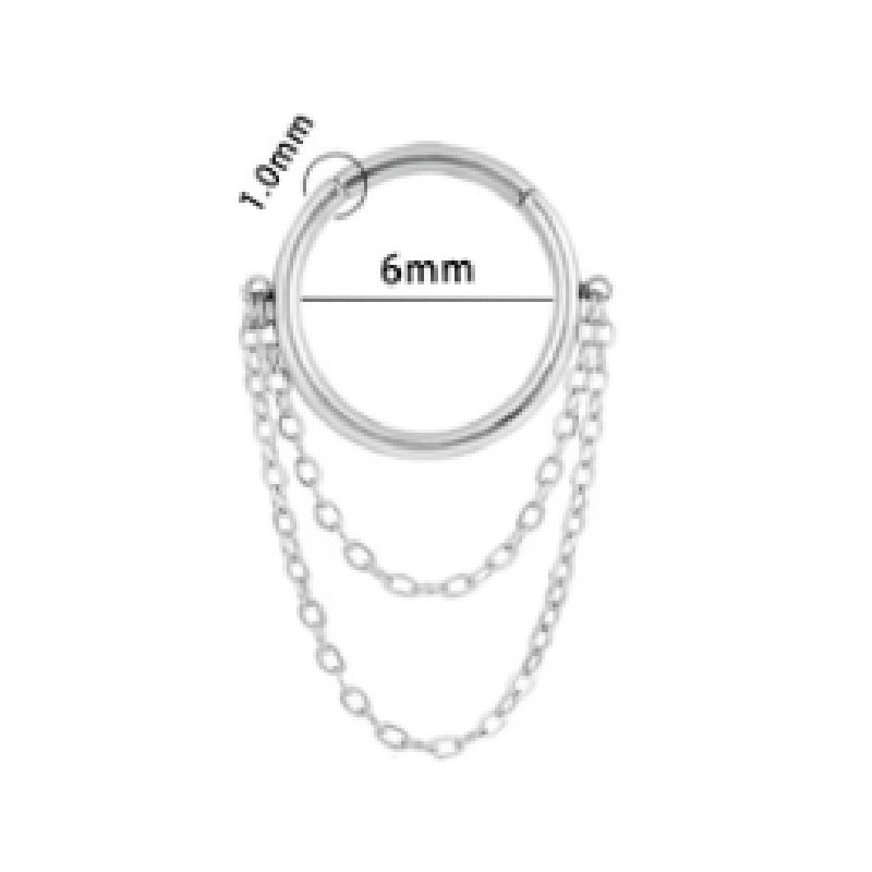 Chain Inlaid Zircon Piercing Nose Ring Earrings