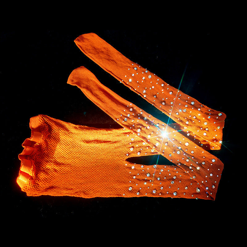 Stick-on Crystals Bright Fishnet-eye Pantyhose For Women