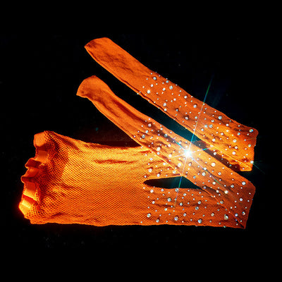 Stick-on Crystals Bright Fishnet-eye Pantyhose For Women