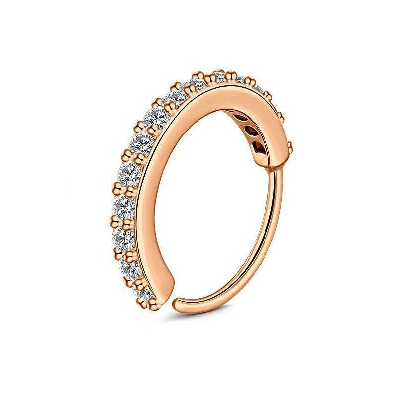 Fashion O-shaped Micro Diamond Ear Ring Single Row Nose Ring