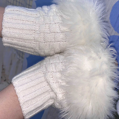 Wool Knit Gloves Sleeves Sweet Warm Versatile Wool Gloves