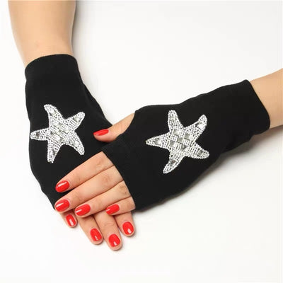 Sailor Dance Gloves Female Willow Nails Fingerless Gloves With Drill