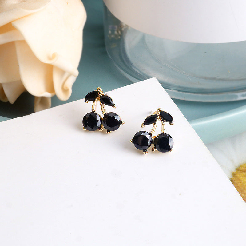 Cherry Earrings Cute Black Earrings Female