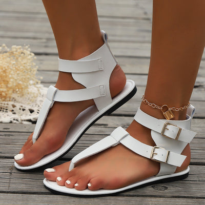 Korean Style Summer New Low Heel Flip Toe Roman Women's Shoes