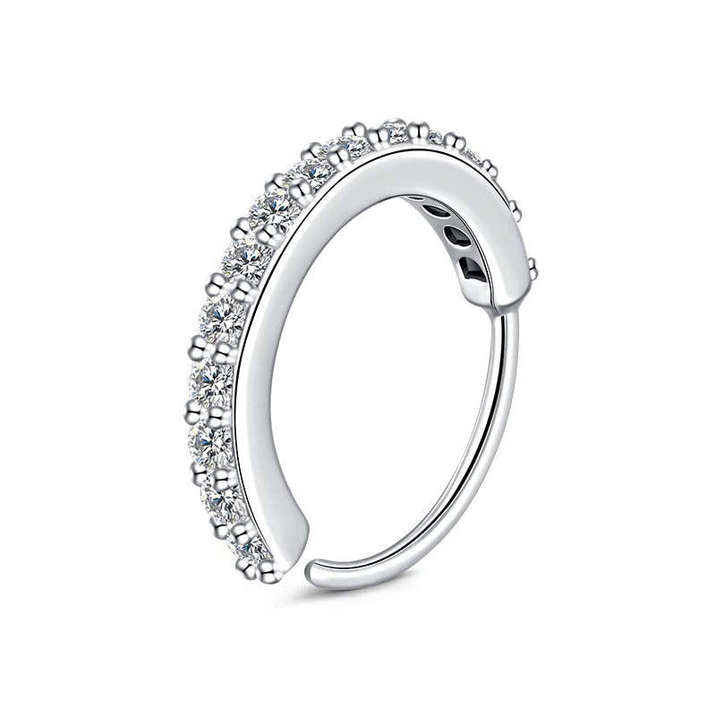 Fashion O-shaped Micro Diamond Ear Ring Single Row Nose Ring