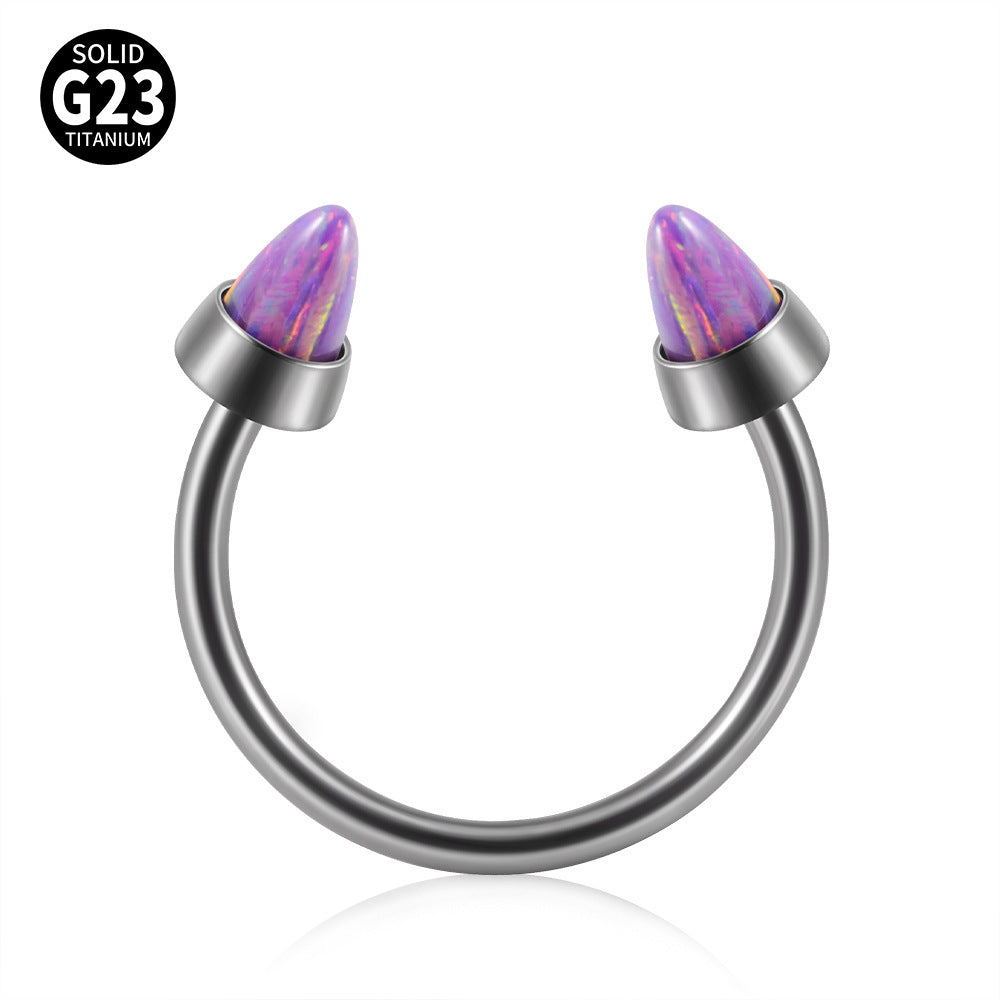 Opal Internal Thread Lip Ring Internal Thread Horseshoe Nose Ring