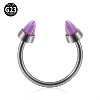 Opal Internal Thread Lip Ring Internal Thread Horseshoe Nose Ring